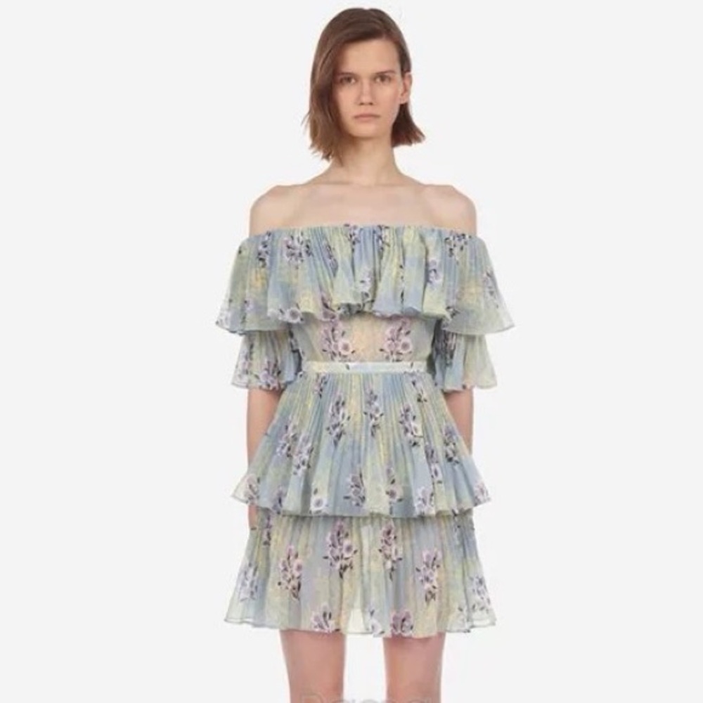 Self portrait Floral Off-Shoulder Ruffle Dress